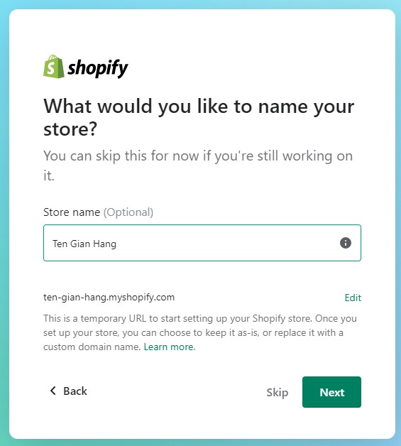 đăng kí tài khoản shopify