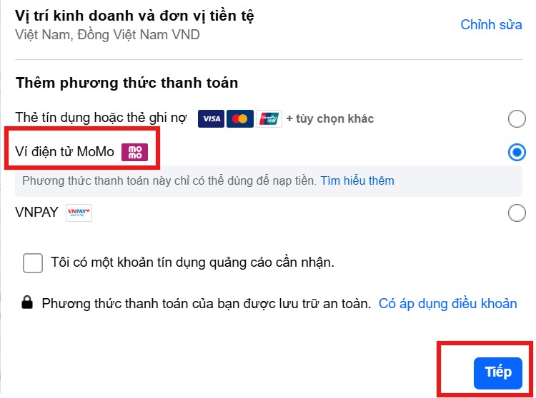 thêm phương thức thanh toán